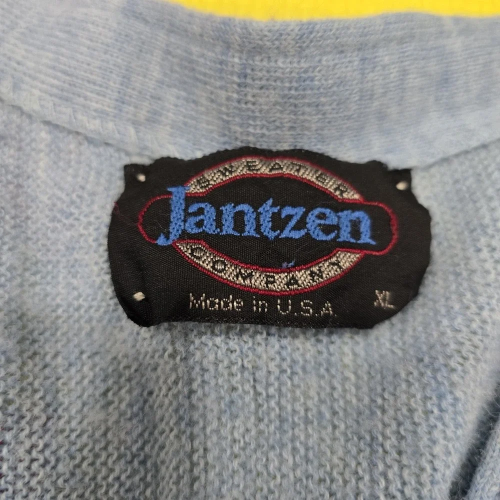 Vintage‎ Jantzen Light Blue Knit Cardigan Sweater Men's XL Made in USA Soft